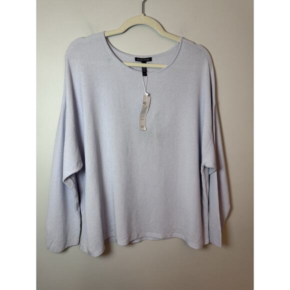 Eileen Fisher Tencel Stretch Round Neck Knit Top HYACINTH Blue Sz Large NWT $248 - Picture 4 of 9